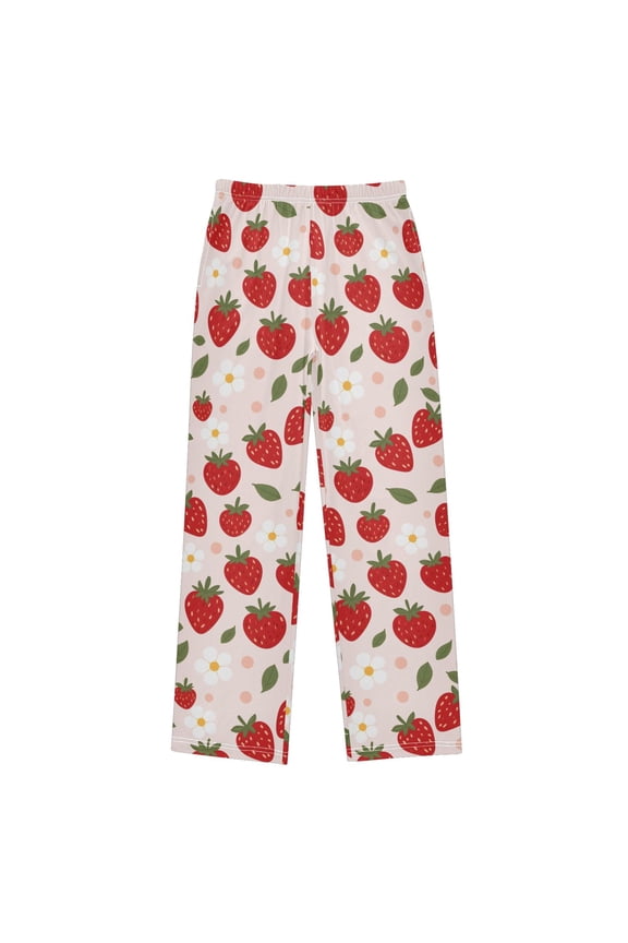 Strawberry Pattern Pajama Pants Soft Lightweight Lounge Pants Bottoms Sleep Pants Warm Comfy