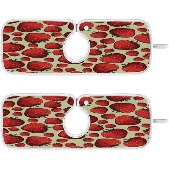 Strawberry Pattern Sink Faucet Mat for Kitchen,Sink Splash Guard Behind Faucet, Kitchen Faucet Absorbent Mat,Microfiber Cloth Faucet Mat (2 Pack,23.6×5.5in) Home Decor