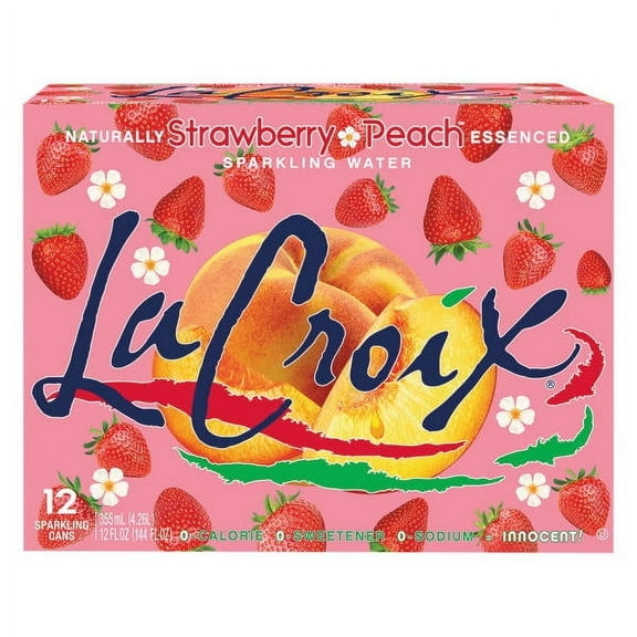 La Croix Strawberry Peach Flavored Sparkling Water - 12 pack, 12 fl oz can - Pack of 2