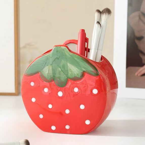 Strawberry Pen Holder Red office supplies, 1X Strawberry Pen Holder Office&Craft&Stationery, Red