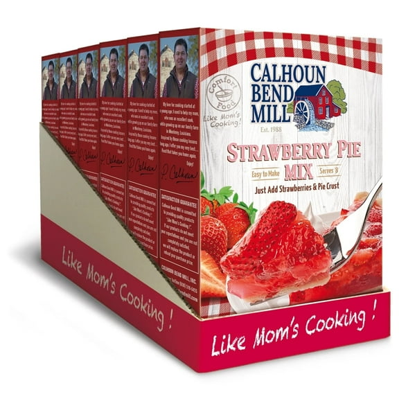 Calhoun Bend Mill Strawberry Pie Mix 8oz, No-Bake, Sweet & Fruity Homemade Flavor, Pack of 6