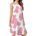 thumbnail image 1 of Strawberry Pink Cow Print Pattern Dress Elegant Party Dresses Evening Dresses Women Dress Sleeveless Dress Ladies Dresses, 1 of 4