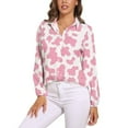 thumbnail image 1 of Strawberry Pink Cow Print Pattern Long Sleeve Blouse Woman Streetwear Casual Shirts Summer Oversize Woman Streetwear Clothing Birthday Present, 1 of 7