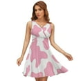 thumbnail image 1 of Strawberry Pink Cow Print Pattern Women's Tank Dress V Neck Sleeveless Summer Sundress, 1 of 7