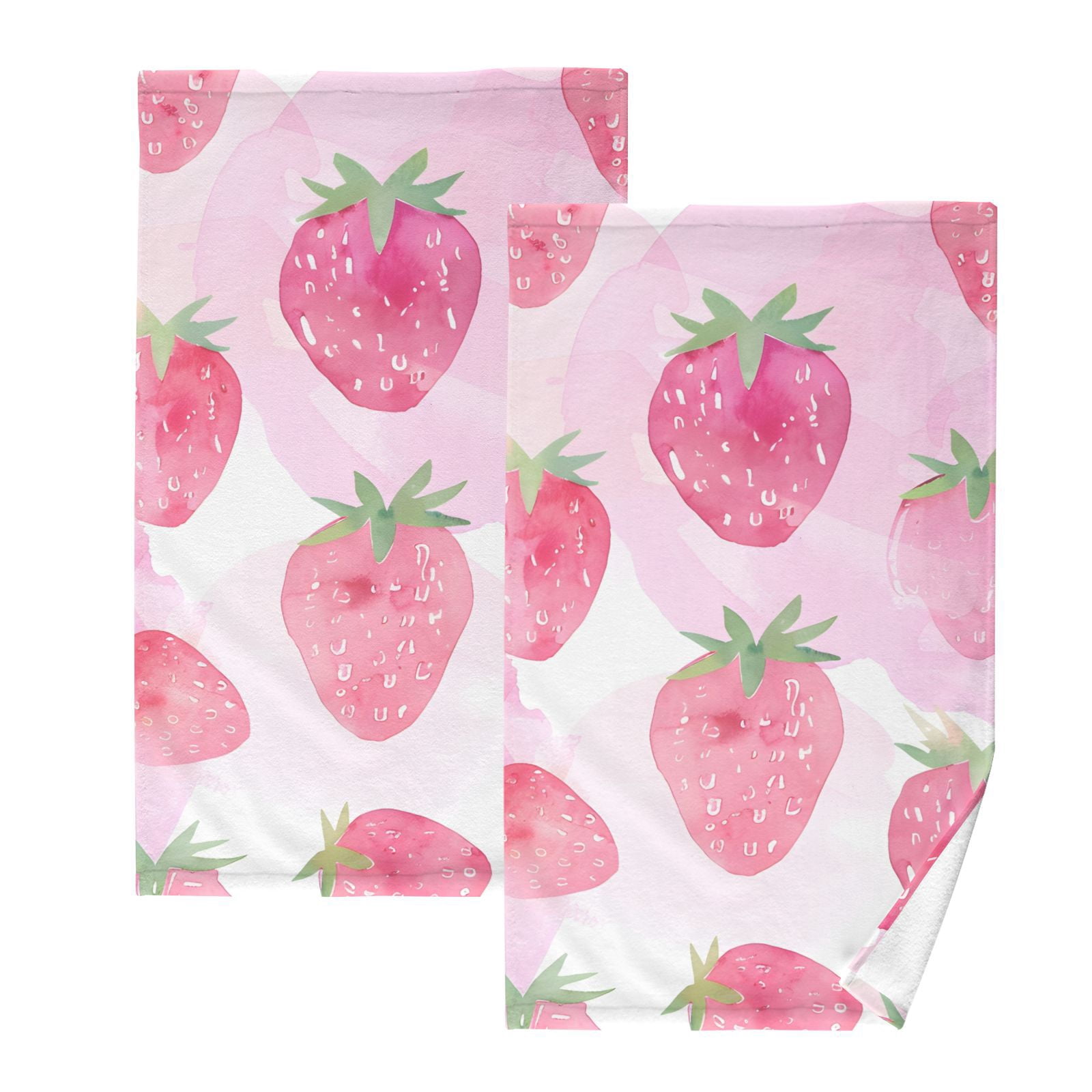 Strawberry Pink Hand Towels Cotton Bath Towels Large Face Towels Absorbent for Bathroom 2 Packs
