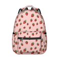 thumbnail image 1 of Strawberry Pink Pattern Backpack for School, Cute School Bag with Adjustable Shoulder Straps and Padded Back, 15.3"x11"x7.1", 1 of 5