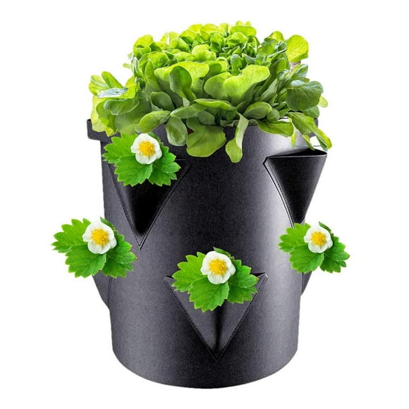Strawberry Planter Box Outdoor, Strawberry Garden Planting Pots With 6 Side Grow Pockets, Breathable 7 Gallon Portable For Courtyard Balcony Outdoor