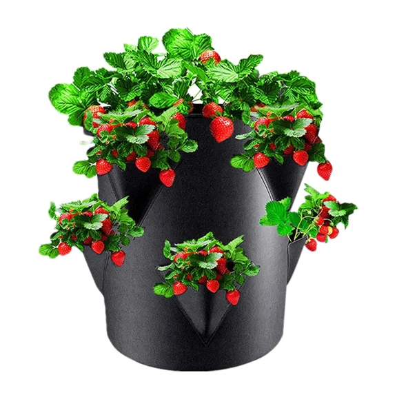 Strawberry Planters Outdoor Garden Planting Pots With 6 Side Grow Pockets