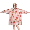thumbnail image 1 of Strawberry Plants Fruit Cat Flower Pink Pattern Wearable Oversized Blanket,Wearable Blanket Hoodie for Adults,Cozy Hooded Blankets with Super Pockets,Super Warm Fuzzy Pullover for Women & Men, 1 of 6