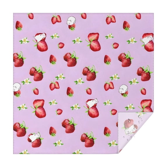 Strawberry Plants Fruit Cat Flower Square Tablecloth,Waterproof Square Table Cover,Wipeable Spillproof Washable Table Cover for Home Kitchen Party Decor 42"X42"(107x107cm)