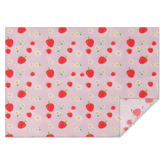 Strawberry Plants Fruit Daisy Pink Pattern Rectangle Tablecloth 60"x84",Waterproof Polyester Rectangle Table Cloth, Wipeable Spillproof Polyester Tablecloth for Dining, Camping, Indoor and Outdoor