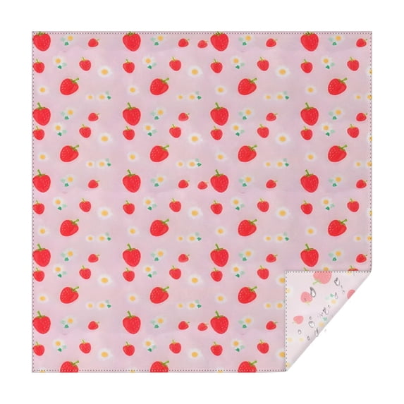 Strawberry Plants Fruit Daisy Pink Pattern Square Tablecloth,Waterproof Square Table Cover,Wipeable Spillproof Washable Table Cover for Home Kitchen Party Decor 42"X42"(107x107cm)