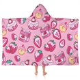 thumbnail image 1 of Strawberry Plants Fruit Dessert Milk Pink Pattern Hooded Bath Towel，50"x30" for Ages 3 To 12 Kids, Quick Dry Lightweight Soft Microfiber Hood Beach Towel Cover Up for Kids, 1 of 7