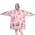 thumbnail image 1 of Strawberry Plants Fruit Dessert Milk Wearable Oversized Blanket,Wearable Blanket Hoodie for Adults,Cozy Hooded Blankets with Super Pockets,Super Warm Fuzzy Pullover for Women & Men, 1 of 6