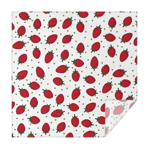 Strawberry Plants Fruit Dot White Pattern Square Tablecloth,Waterproof Square Table Cover,Wipeable Spillproof Washable Table Cover for Home Kitchen Party Decor 60"x60"(152x152cm)