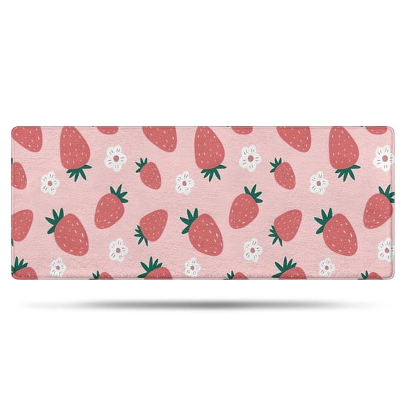 Strawberry Plants Fruit Flowe Bathroom Rugs Mat,Non Slip Microfiber Bathroom Rug,Rubber Backing,Soft Bathroom Mats for Bathroom Floor,Tub and Shower,60x24in(150x60cm)