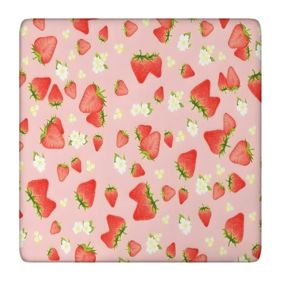 Strawberry Plants Fruit Flowe Square Fitted Tablecloth with Elastic Edge,Square Table Cover,Washable Elastic Table Cover for Home Kitchen Party Decor 36"x36"