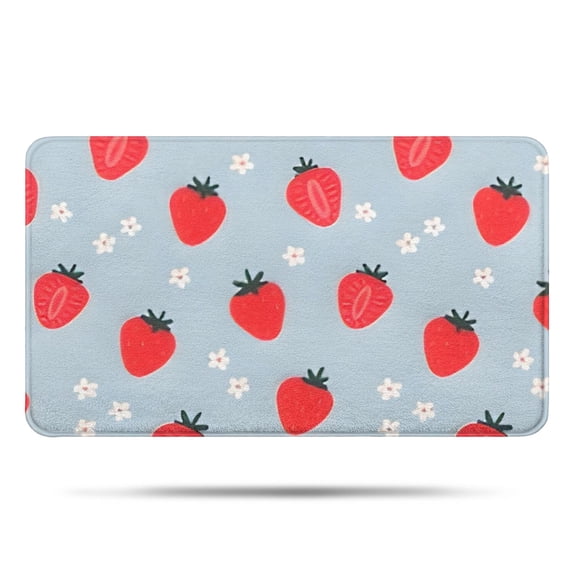 Strawberry Plants Fruit Flower Bathroom Rugs Mat,Non Slip Microfiber Bathroom Rug,Rubber Backing,Soft Bathroom Mats for Bathroom Floor,Tub and Shower,17x30in(43x75cm)