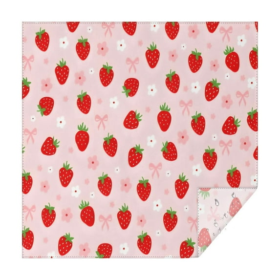 Strawberry Plants Fruit Flower Bow Square Tablecloth,Waterproof Square Table Cover,Wipeable Spillproof Washable Table Cover for Home Kitchen Party Decor 42"X42"(107x107cm)