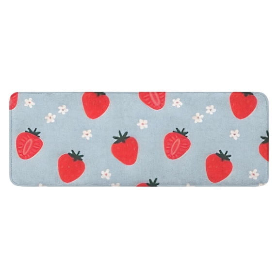 Strawberry Plants Fruit Flower Kitchen Rug Mat,Kitchen Runner Rugs Non Skid Washable,Decorative Kitchen Floor Mats for Kitchen,Sink,Laundry,17"x47.2"
