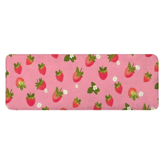 Strawberry Plants Fruit Flower Kitchen Rug Mat,Kitchen Runner Rugs Non Skid Washable,Decorative Kitchen Floor Mats for Kitchen,Sink,Laundry,17"x47.2"