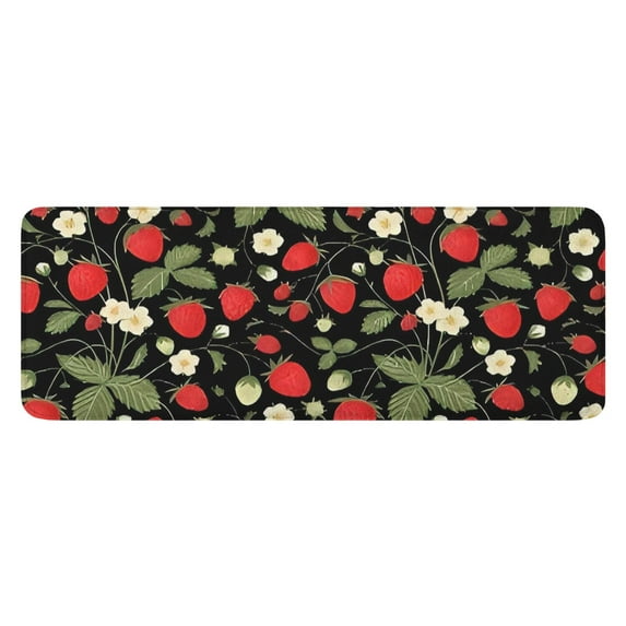 Strawberry Plants Fruit Flower Leaf Kitchen Rug Mat,Kitchen Runner Rugs Non Skid Washable,Decorative Kitchen Floor Mats for Kitchen,Sink,Laundry,17"x47.2"
