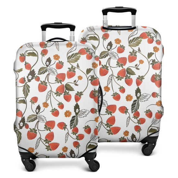 Strawberry Plants Fruit Flower Leaf Luggage Cover Fashion Suitcase Cover Baggage Covers Fit 25-28 Inch Luggage (Go Travel)