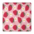 thumbnail image 1 of Strawberry Plants Fruit Flower Pink Pattern Square Fitted Tablecloth with Elastic Edge,Square Table Cover,Washable Elastic Table Cover for Home Kitchen Party Decor 34"x34", 1 of 6