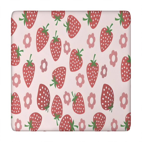 Strawberry Plants Fruit Flower Square Fitted Tablecloth with Elastic Edge,Square Table Cover,Washable Elastic Table Cover for Home Kitchen Party Decor 34"x34"