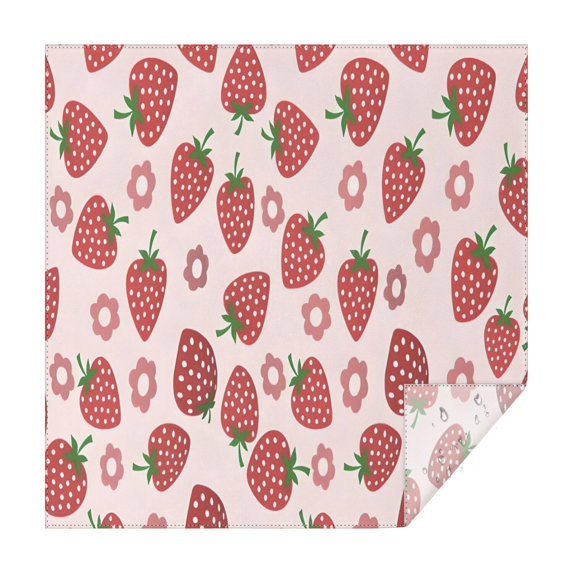 Strawberry Plants Fruit Flower Square Tablecloth,Waterproof Square Table Cover,Wipeable Spillproof Washable Table Cover for Home Kitchen Party Decor 42"X42"(107x107cm)