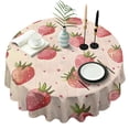 thumbnail image 1 of Strawberry Plants Fruit Heart Beige Pattern Round Tablecloth 60"x60",Wrinkle Wipeable Table Cloth for Kitchen Dining Room Picnic Patio Party, 1 of 6