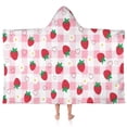 thumbnail image 1 of Strawberry Plants Fruit Heart Daisy Checkered Hooded Bath Towel，50"x30" for Ages 3 To 12 Kids, Quick Dry Lightweight Soft Microfiber Hood Beach Towel Cover Up for Kids, 1 of 7
