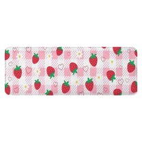 Strawberry Plants Fruit Heart Daisy Checkered Kitchen Rug Mat,Kitchen Runner Rugs Non Skid Washable,Decorative Kitchen Floor Mats for Kitchen,Sink,Laundry,17"x47.2"
