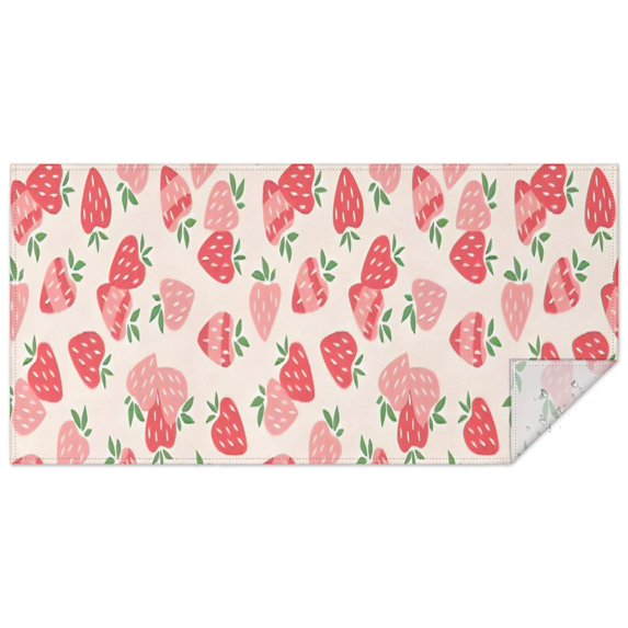 Strawberry Plants Fruit Light Pink Pattern Rectangle Tablecloth 60"x120",Waterproof Polyester Rectangle Table Cloth, Wipeable Spillproof Polyester Tablecloth for Dining, Camping, Indoor and Outdoor