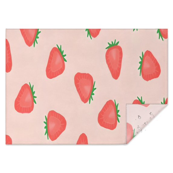 Strawberry Plants Fruit Light Pink Pattern Rectangle Tablecloth 60"x84",Waterproof Polyester Rectangle Table Cloth, Wipeable Spillproof Polyester Tablecloth for Dining, Camping, Indoor and Outdoor