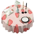 thumbnail image 1 of Strawberry Plants Fruit Light Pink Pattern Round Tablecloth 60"x60",Wrinkle Wipeable Table Cloth for Kitchen Dining Room Picnic Patio Party, 1 of 6