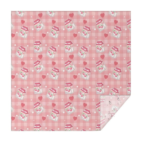 Strawberry Plants Fruit Milk Box Checkered Square Tablecloth,Waterproof Square Table Cover,Wipeable Spillproof Washable Table Cover for Home Kitchen Party Decor 42"X42"(107x107cm)