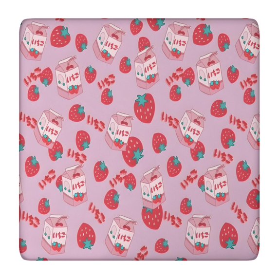 Strawberry Plants Fruit Milk Box Square Fitted Tablecloth with Elastic Edge,Square Table Cover,Washable Elastic Table Cover for Home Kitchen Party Decor 36"x36"