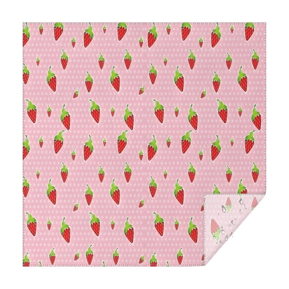 Strawberry Plants Fruit Polka Dot Pink Pattern Square Tablecloth,Waterproof Square Table Cover,Wipeable Spillproof Washable Table Cover for Home Kitchen Party Decor 42"X42"(107x107cm)