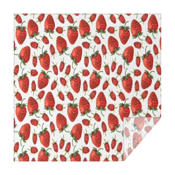 Strawberry Plants Fruit White Pattern Square Tablecloth,Waterproof Square Table Cover,Wipeable Spillproof Washable Table Cover for Home Kitchen Party Decor 42"X42"(107x107cm)