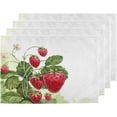 thumbnail image 1 of Strawberry Plants Placemats Set of 4 Table Mats Washable Placemat Waterproof Place Mats for Party Home Dining Table Decor 18x12 in, 1 of 5