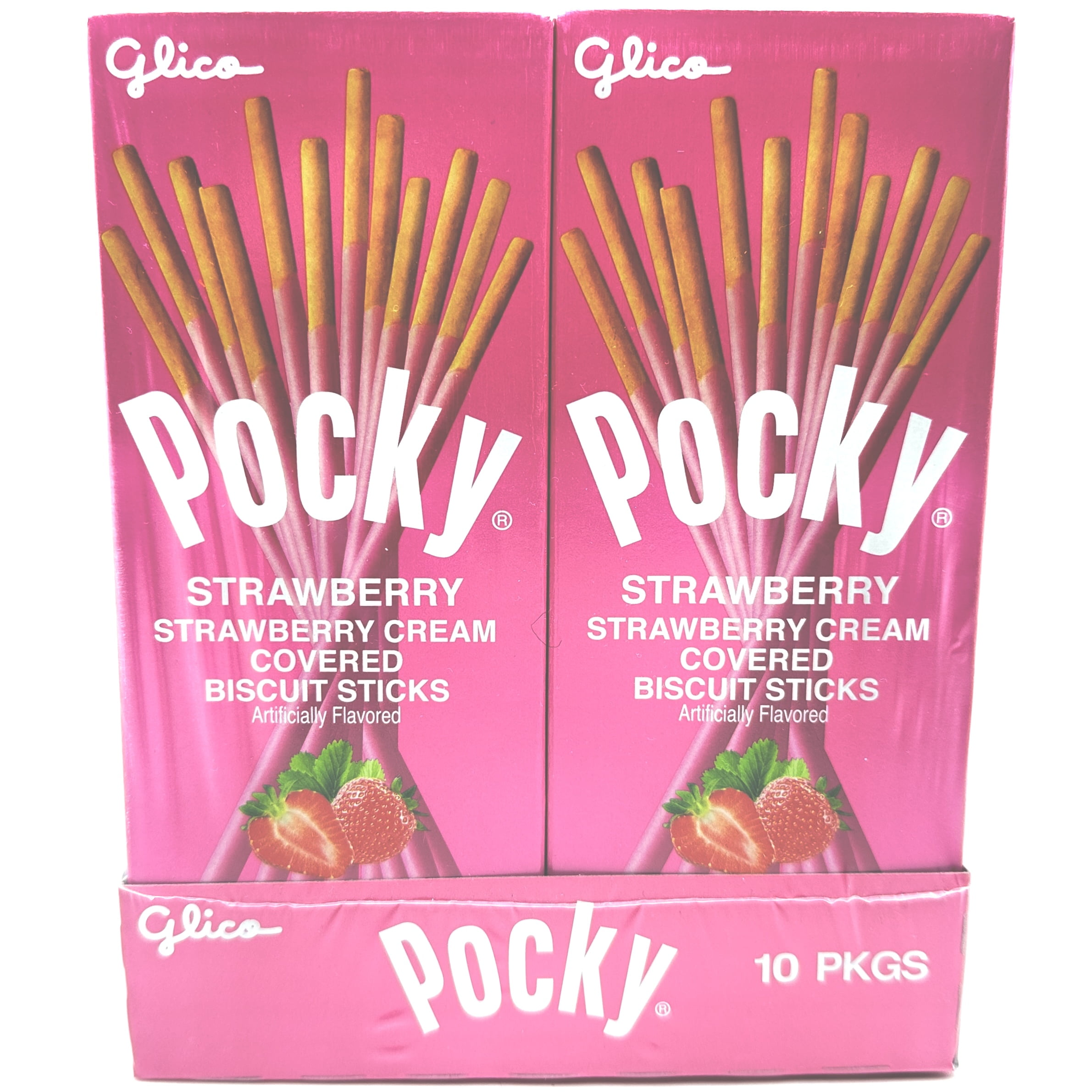 Pocky Strawberry Cream Covered Biscuit Sticks, Crunchy and Melty