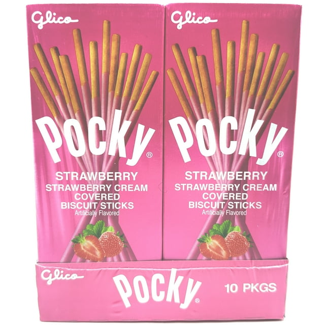 Strawberry, Pocky Cream Covered Biscuit Sticks, 1.41 oz, 10 ct ...