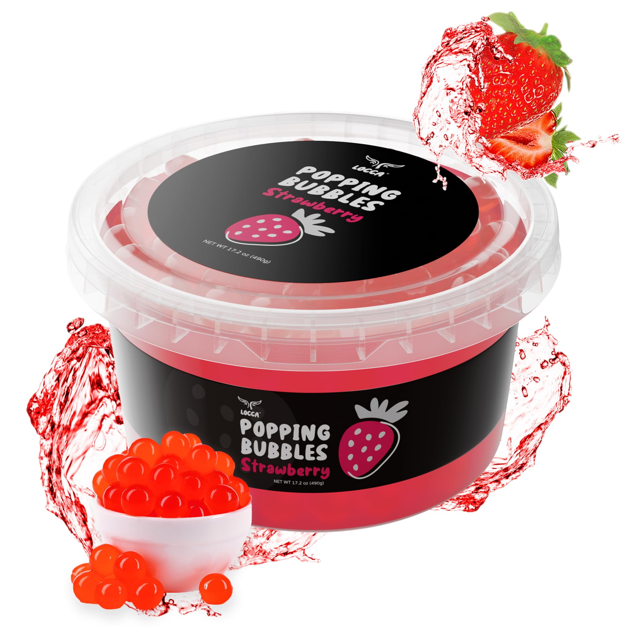 Strawberry Popping Boba Pearls, Premium Boba Popping Pearls with Real ...