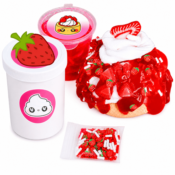 Hoshimi Slimes Strawberry Pound Cake DIY Butter Slime Kit with Clay Cake & Sprinkles