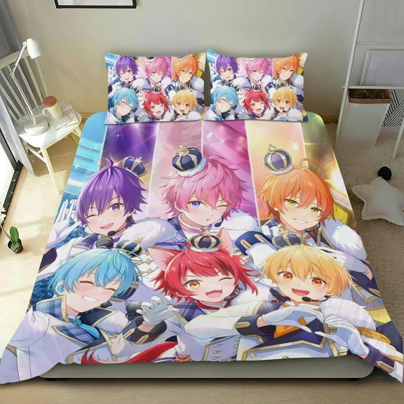 Strawberry Prince-themed Bed Sheet Set Three Piece Set Comfortable And Skin Friendly Unique Design Home Decor Gifts For Family Friends fans54x79Inches135cm*200cm