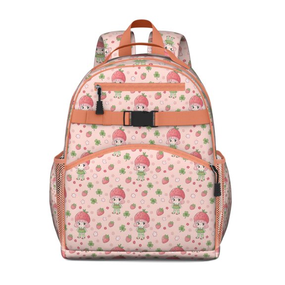 Strawberry Princess Pattern Backpack for School,Cute School Bag,Schoolbag with Adjustable Shoulder Straps & Padded Back,15.25"x11.5"x5.25"