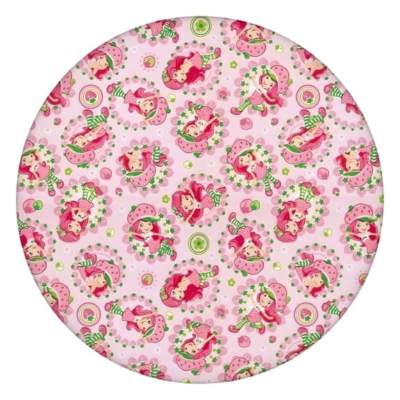 Strawberry Princess Pattern Round Fitted Tablecloth with Elastic Edge,Dining Table Cover Waterproof,Outdoor Round Tablecloth for Camping,Dining,Indoor and Outdoor