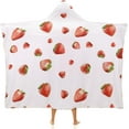 thumbnail image 1 of Strawberry Print Blanket Wearable Blanket Fleece Hooded Robe Cloak Throw Quilt Poncho All Season, 1 of 6