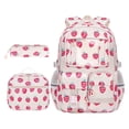 thumbnail image 1 of Strawberry Print Canvas Backpack, Aesthetic Nylon Casual Daypack, Cute Rucksack For Travel And Daily Commute (C), 1 of 6